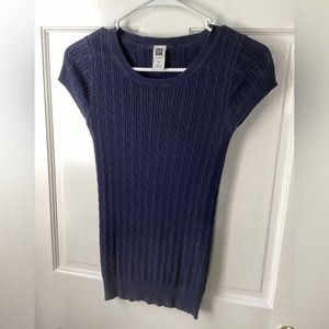 Gap cable knit short sleeve navy sweater - XS
